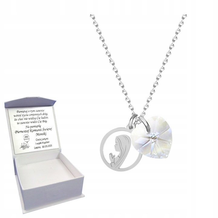 Medalik Srebrny Łańcuszek Komunia Chrzest GRAWER