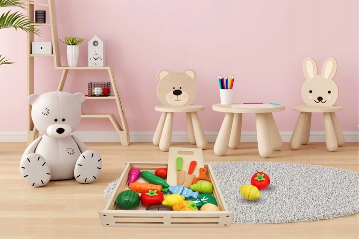 Drewniane Owoce i Warzywa Do Krojenia Zestaw XXL ze Skrzynką 17 elementów