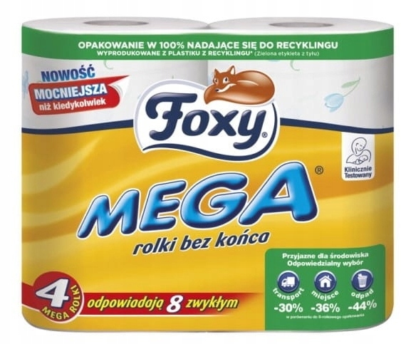 Papier toaletowy FOXY MEGA DŁUGI 4 rolki x4