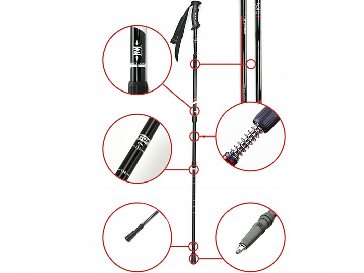6W1 HQ Kijki Nordic Walking Aluminiowe Kije Trekkingowe Uchwyt Korek