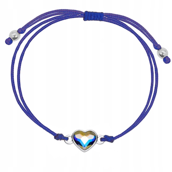 Srebrna Bransoletka na sznurku Dla Dziewczynki Sznurkowa Serce Srebro 925