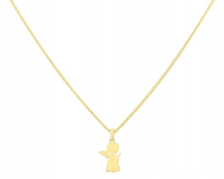 Złota Zawieszka Dla Dziecka Aniołek + Grawer Wisiorek Gładki pr. 585