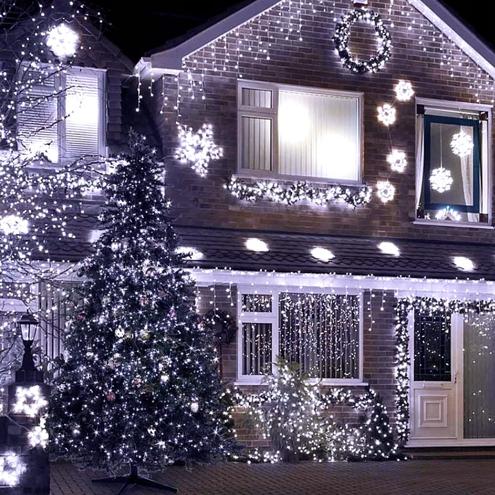 LAMPKI SOPLE 500 LED KURTYNA 13,2M ZEWNĘTRZNE WEWNĘTRZNE zimny biały