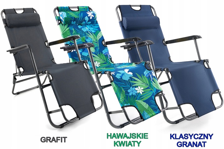 3 WZORY LEŻAK PLAŻOWY FOTEL OGRODOWY SKŁADANY NA PLAŻĘ 2W1