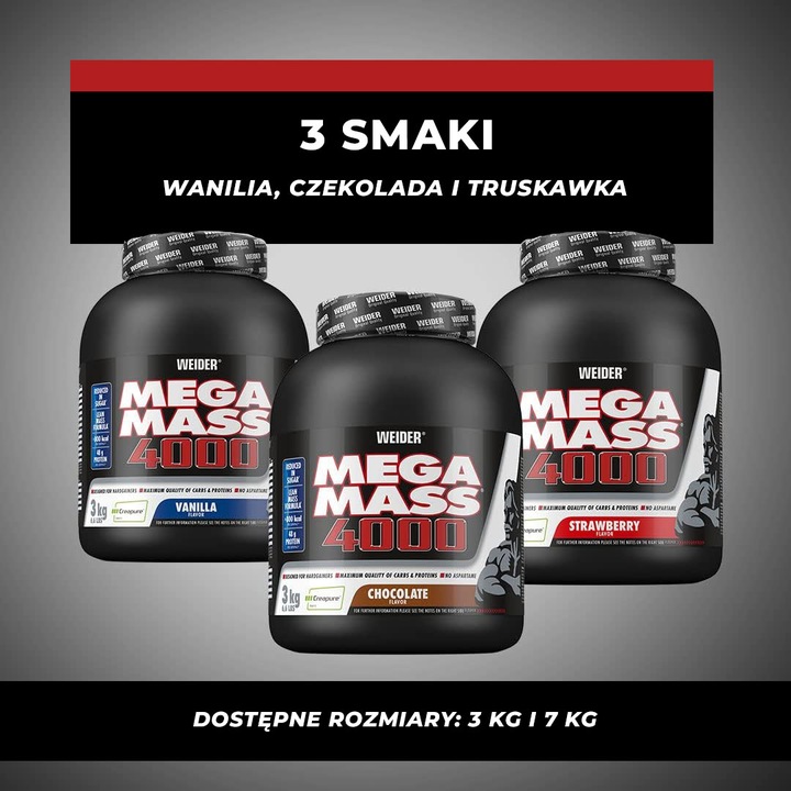 Weider Mega Mass 4000 3 kg - Czekolada | Mass Gainer