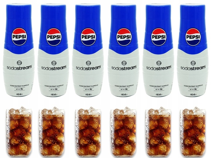 6x SYROP KONCENTRAT PEPSI COLA DO SATURATORA SODASTREAM 9L NAPOJU z 440ml