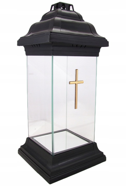 Duży znicz szklany kapliczka lampion z krzyżem