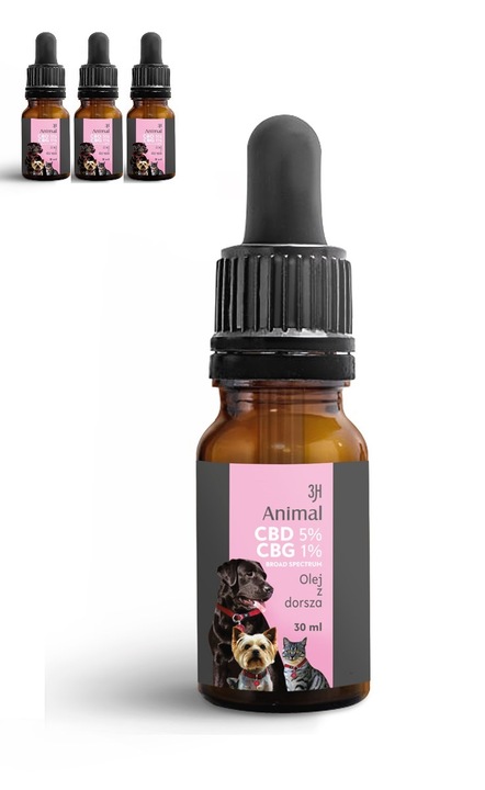 CBD 5% + CBG 1% OLEJEK KONOPNY DLA PSA PSÓW KOTA KOTÓW 30ml BROAD SPECTRUM