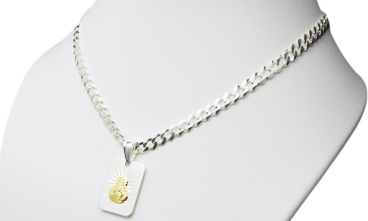 Szkaplerz z Łańcuszkiem Męskim Srebro Pancerka