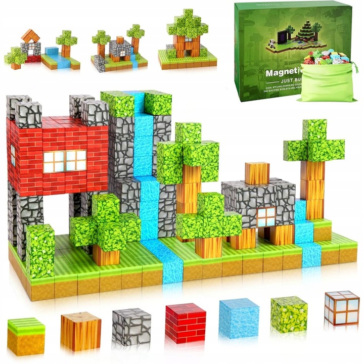 KLOCKI MAGNETYCZNE SZEŚCIANY DLA DZIECI 1 LUDZIK 100 KLOCKÓW POMYSŁ ZESTAW