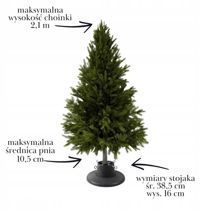 Stojak choinkowy SZARY na drzewko z pojemnikiem 2,1m STABILNY solidny loft