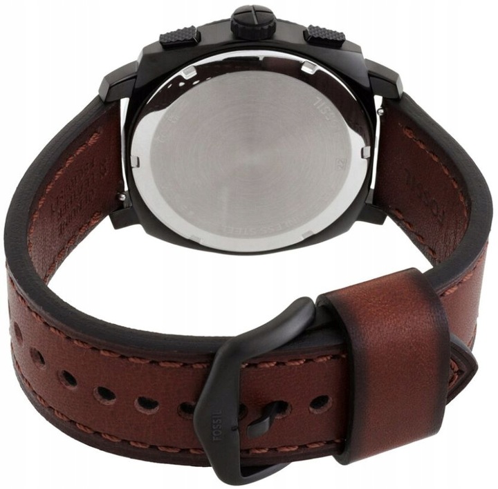 ZEGAREK MĘSKI FOSSIL FS6102SET BRĄZOWY CHRONO - ZESTAW PREZENTOWY Z PASKIEM