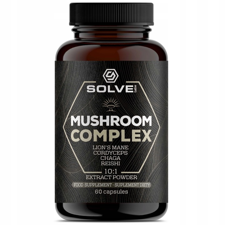Mushroom Complex 60caps SOLVE LABS Soplówka, Chaga, Reishi, Cordyceps