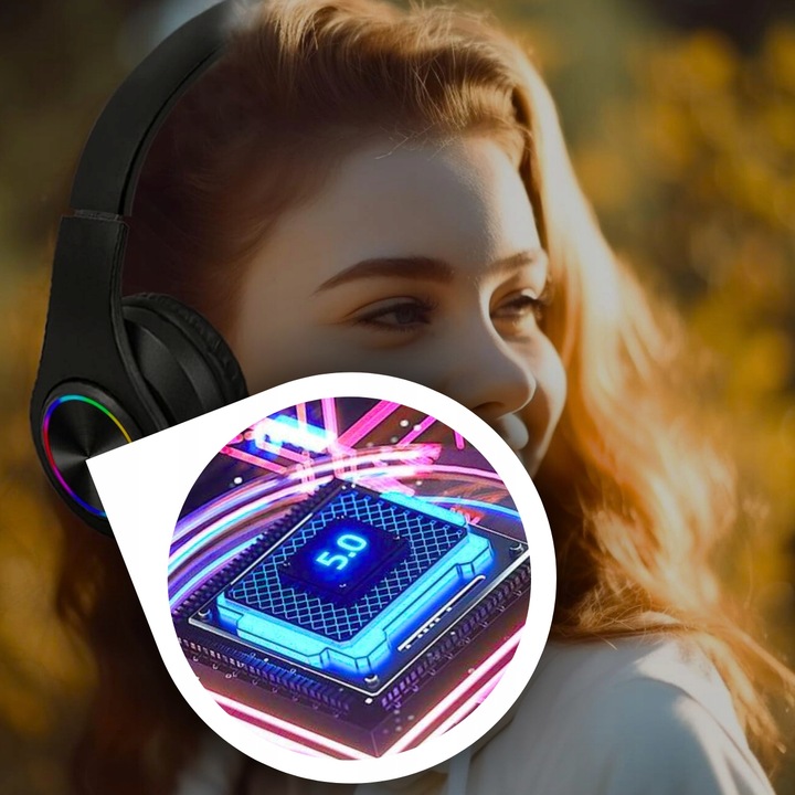 SŁUCHAWKI BEZPRZEWODOWE B39 BLUETOOTH MP3 NAUSZNE MIKROFON RGB DLA DZIECKA