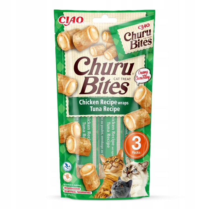 INABA CAT CHURU BITES CHICKEN Przysmaki dla Kota ZESTAW 4 opak. x (3x10g)