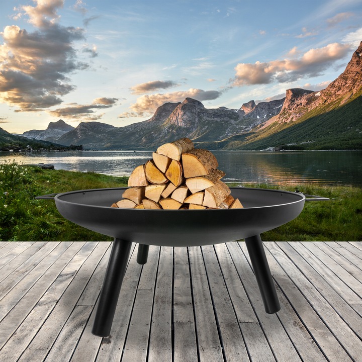 Grill Palenisko Czarne Ogrodowe Misa 58cm Stalowe Solidne Duże Do Ogniska