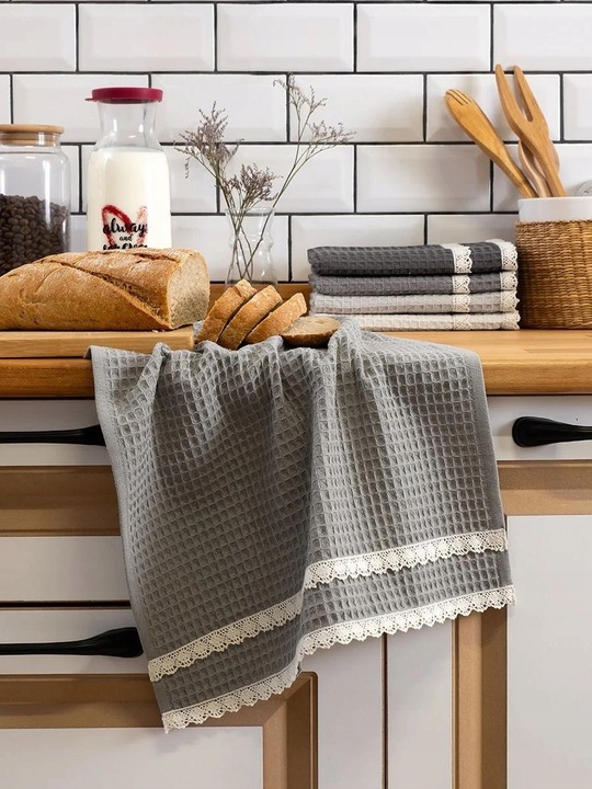 Komplet 5 ściereczki waflowe kuchenne 40x60 zestaw bawełna gipiura V3