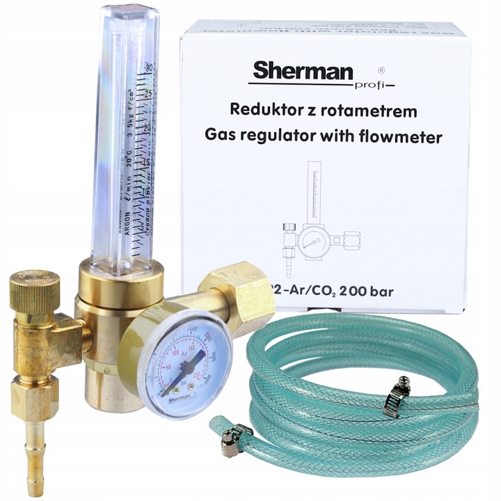 REDUKTOR GAZU Ar/CO2 Z ROTAMETREM 200 bar SHERMAN