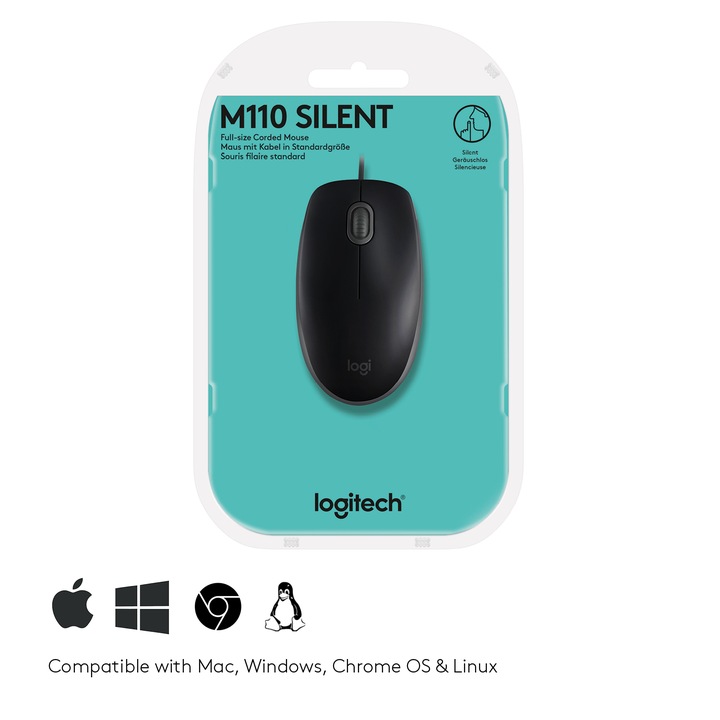 Myszka przewodowa Logitech B110 Silent sensor optyczny
