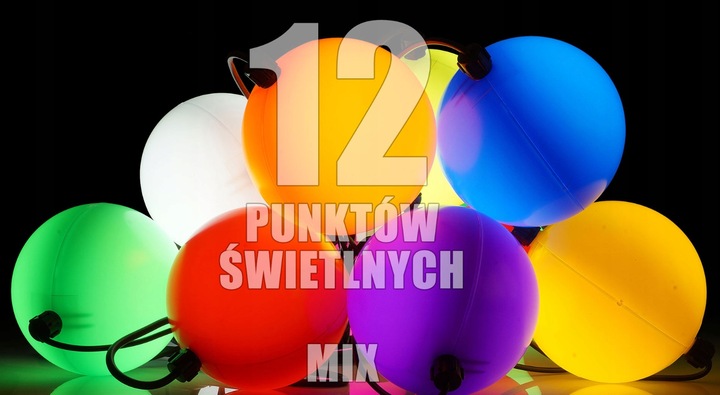 LAMPKI CHOINKOWE LED-12 DUŻE KULE ZEWNĘTRZNE MIX