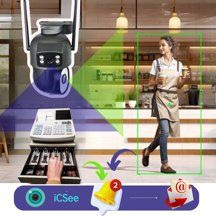 PODWÓJNA KAMERA WIFI IP ZEWNĘTRZNA OBROTOWA ŚLEDZENIE 2X3MPX DOŚWIETLENIE