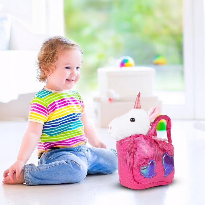 JEDNOROŻEC PLUSZOWY MIEKKI MIĘCIUTKI KONIK PRZYTULANKA PLUSZAK W TOREBCE