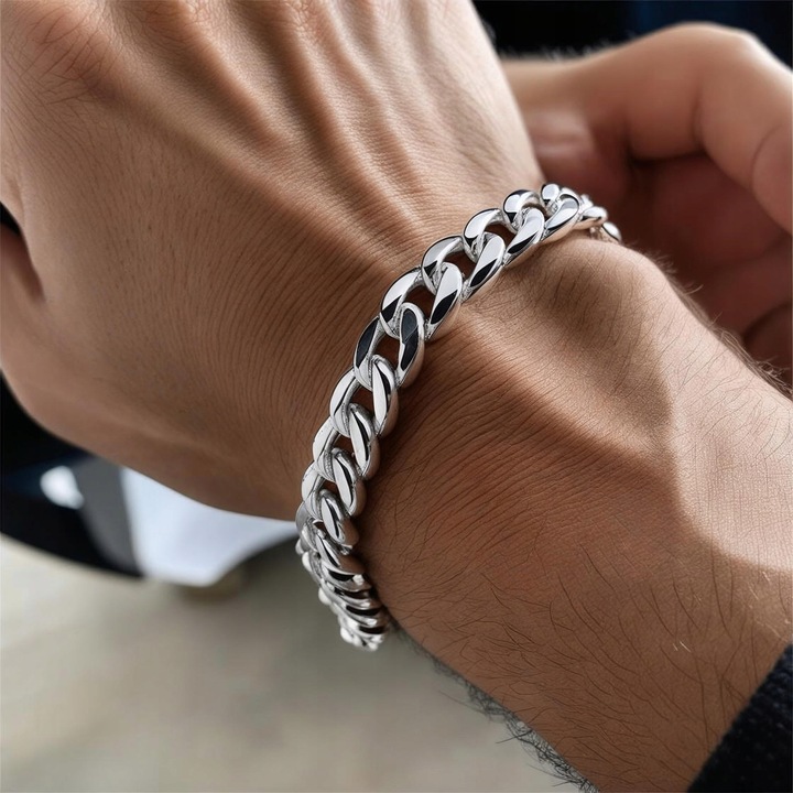 PEŁNA Bransoletka Srebrna Męska SREBRO 925 Diamentowana WŁOSKA Pancerka 6mm