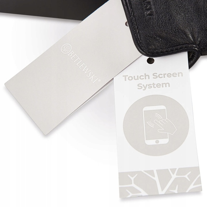 BETLEWSKI Rękawiczki skórzane męskie do smartfona dotykowe markowe skóra XL