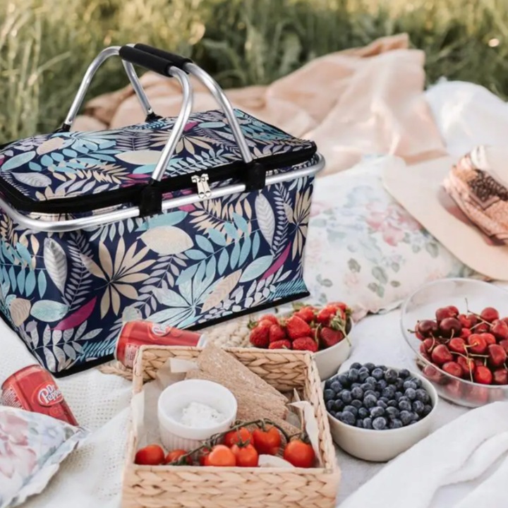 KOSZ PIKNIKOWY KOSZYK TERMICZNY NA PIKNIK ZAKUPY SKŁADANY TORBA DUŻY