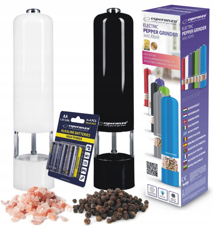 ELEKTRYCZNY MŁYNEK DO PIEPRZU I SOLI 2SZT+ BATERIE