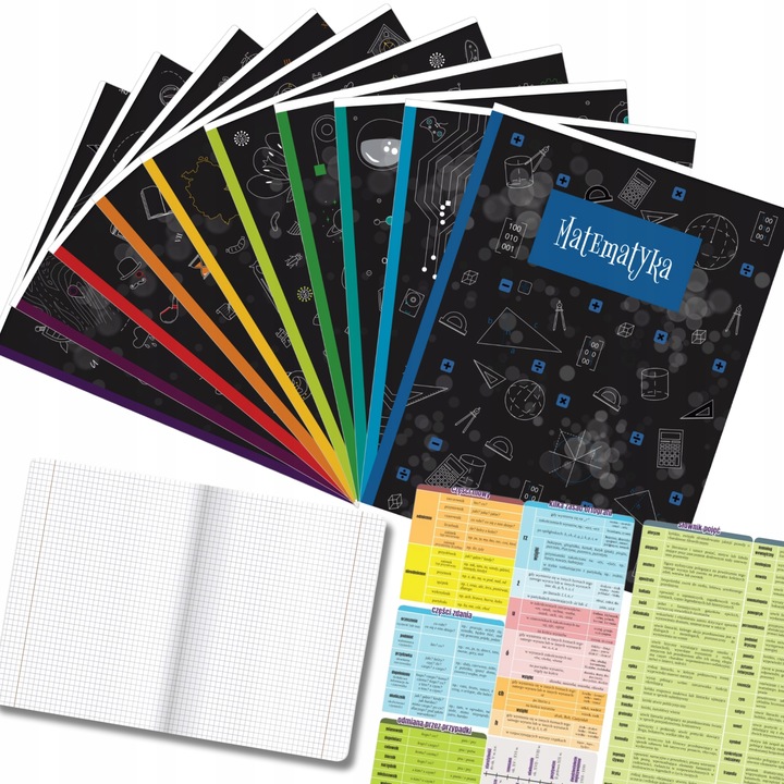 KOMPLET 10 ZESZYTÓW ZE ŚCIĄGĄ A5/60K ŚCIĄGA KOLOROWA 60 KARTEK