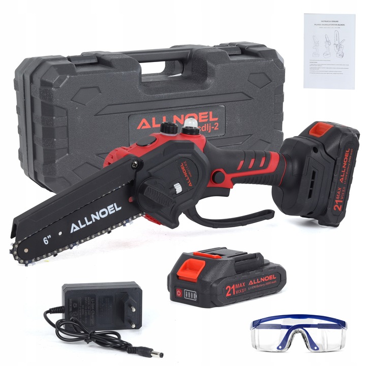 PIŁA ŁAŃCUCHOWA AKUMULATOROWA 21V PILARKA 6" 2x AKUMULATOR WALIZKA ZESTAW