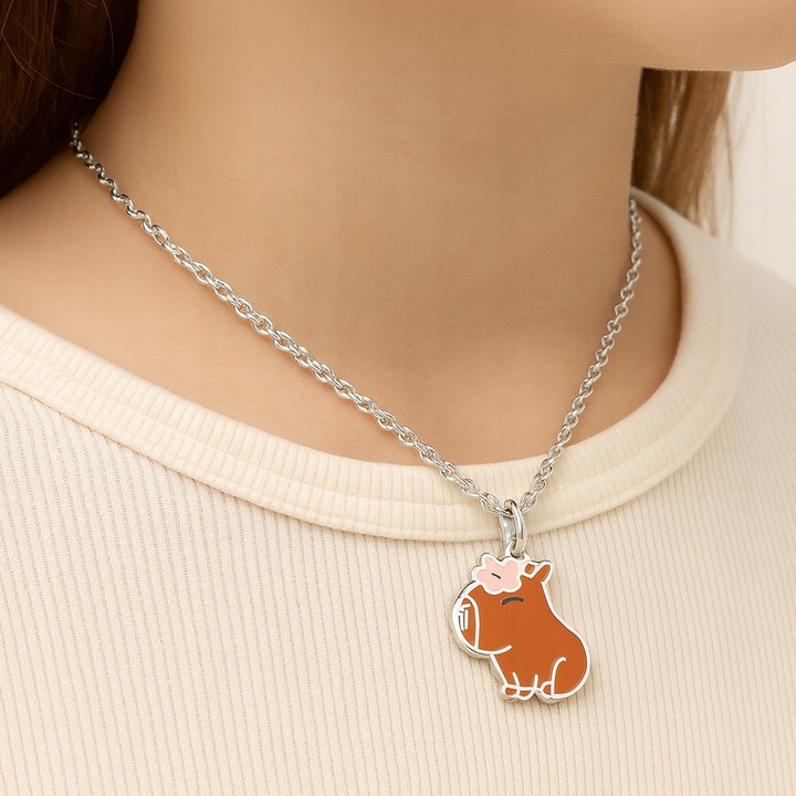 Srebrny naszyjnik dla dziewczynki kapibara srebro próba 925