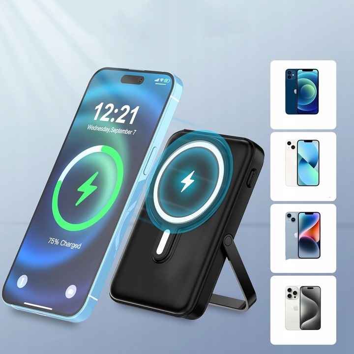 SZYBKI BEZPRZEWODOWY POWER BANK z MagSafe INDUKCYJNY PODSTAWKA 10000mAh