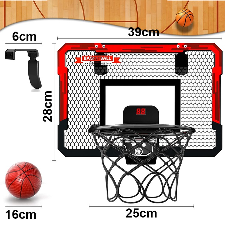 Koszykówka dla dzieci INTERAKTYWNA TABLICA LICZNIK DŹWIĘK ŚWIATŁA kosz gry