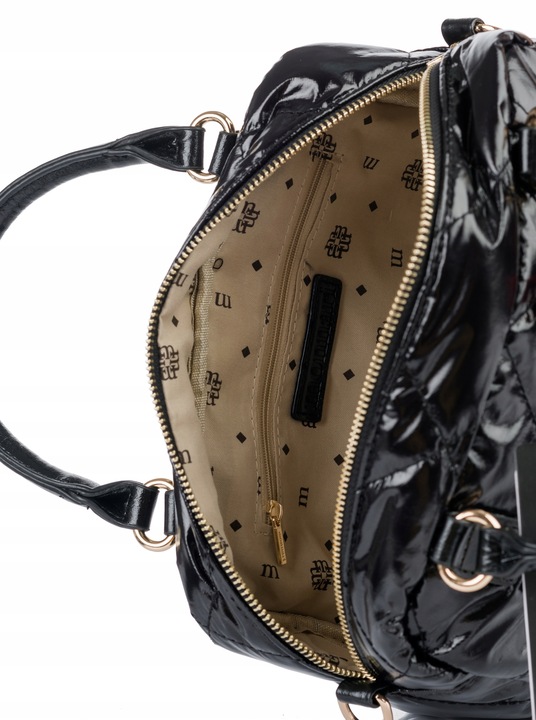 Torebka Damska Listonoszka MONNARI Pojemna KUFEREK Pikowana Lakierowana