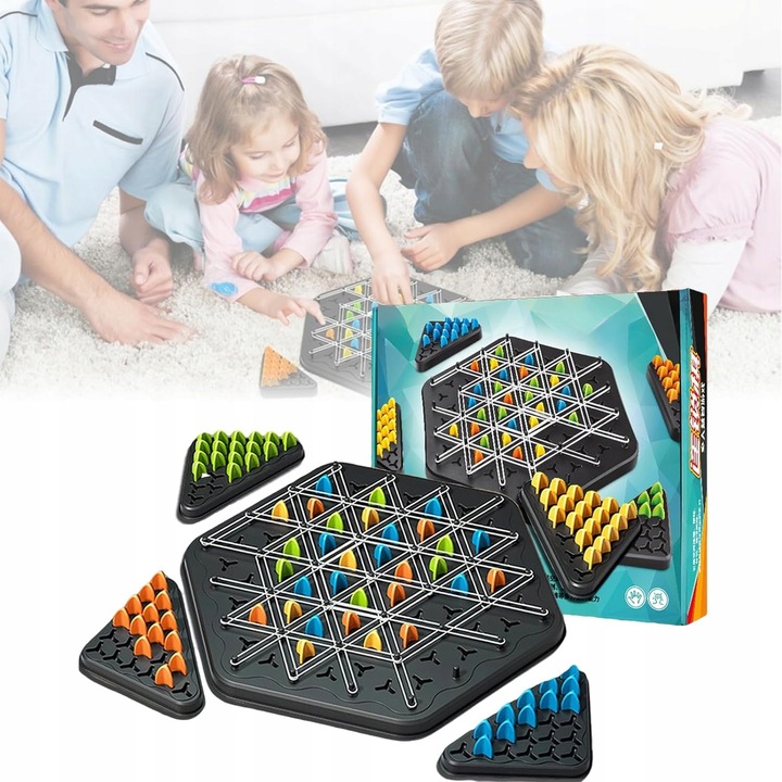 TRIANGLE CHESS BOARD GAME, INTERACTIVE PEGBOARD GAME, DESKTOP BOARD GAMES