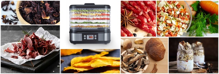 Duża Suszarka spożywcza do Grzybów Owoców Warzyw Dehydrator Timer Krexus