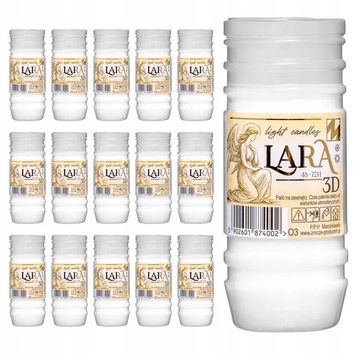 Wkłady do Zniczy 20 SZTUK parafinowe 3 DNI 14 cm parafina CAŁOROCZNE