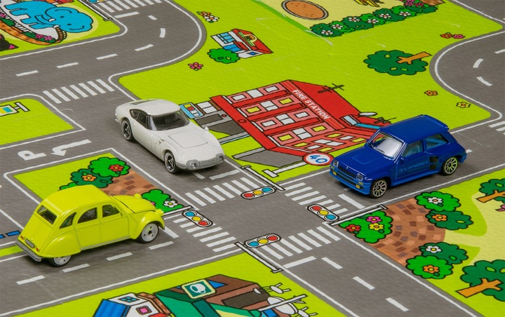 MATA PIANKOWA EDUKACYJNA PUZZLE GRUBE 1 CM MIASTO ULICE DROGI DLA DZIECI