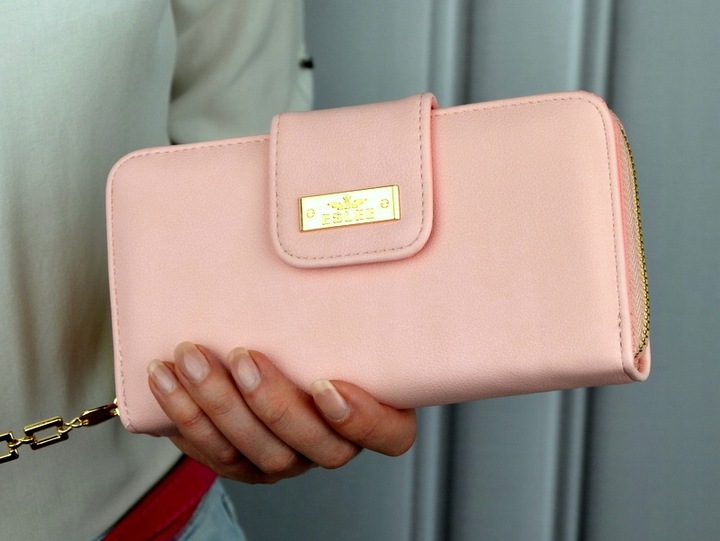 PORTFEL DAMSKI DUŻY TOREBKA NA ZAMEK PODWÓJNY MODNY ORGANIZER SUWAK STYLOWY