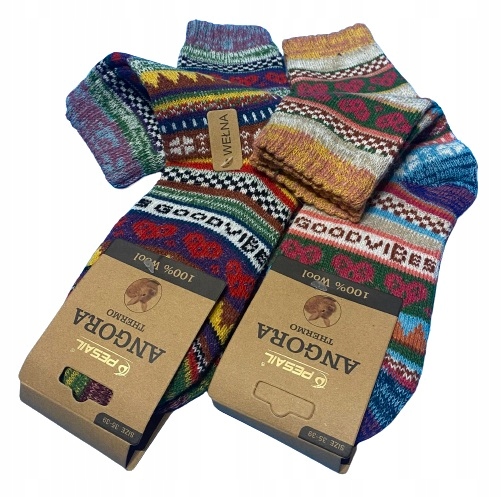 4x ZIMOWE CIEPŁE SKARPETY WEŁNIANE ANGORA PREZENT świąteczne POD CHOINKE