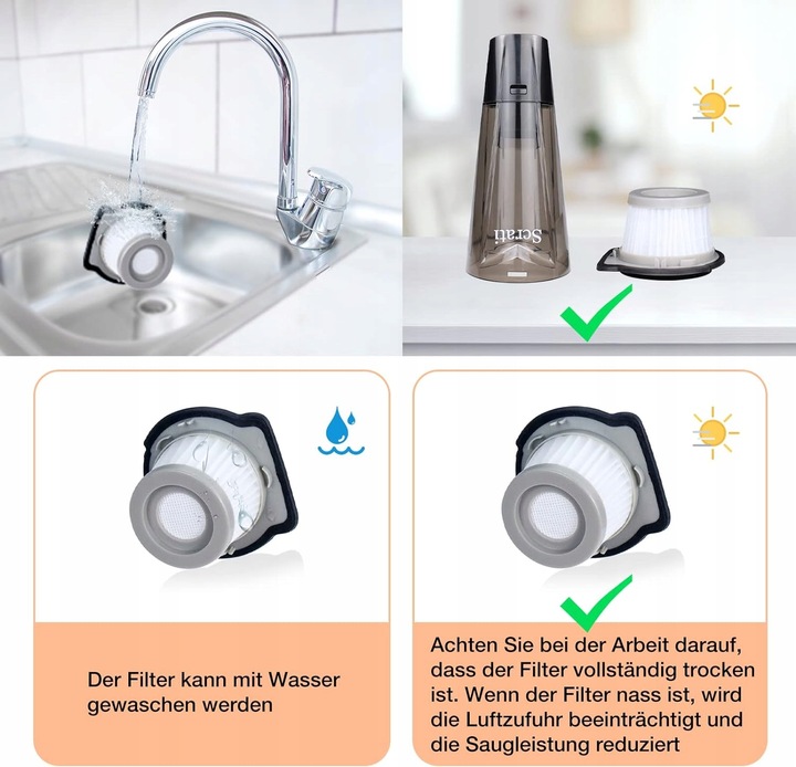 MAŁY ODKURZACZ RĘCZNY AKUMULATOROWY BEZPRZEWODOWY OŚWIETLENIE LED