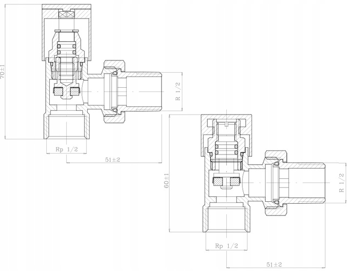ZESTAW ZAWORÓW DO GRZEJNIKA KĄTOWY BIAŁY 1/2