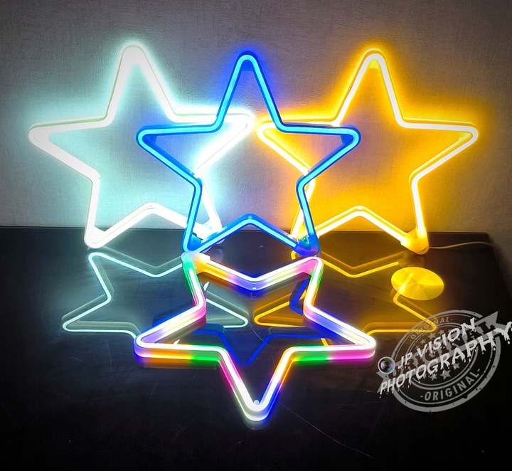 OZDOBA ŚWIĄTECZNA GWIAZDA NEON LED okno KOLOROWA WEWNĘTRZNA ZEWNĘTRZNA
