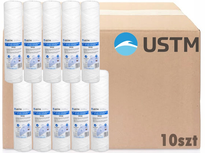 FILTR DO WODY WKŁAD SZNURKOWY 10" FILTRACJA 20 MIKRON PP20M 10 SZTUK USTM