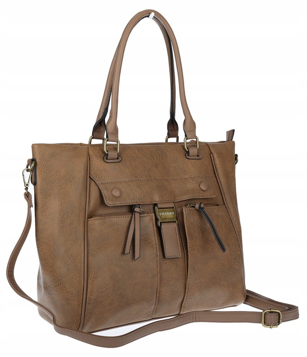 Torebka Damska Listonoszka Shopper Duża A4 Torba na Ramię CH66811 Brązowa