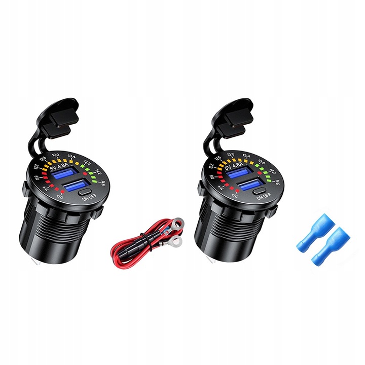 ŁADOWARKA SAMOCHÓD 2x USB 4.8A WOLTOMIERZ MIERNIK