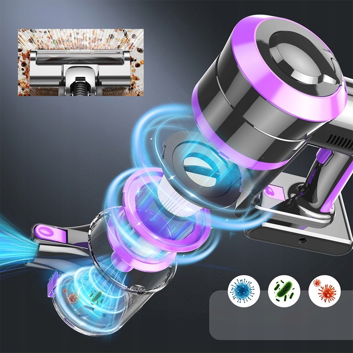 ODKURZACZ AKUMULATOROWY PIONOWY RĘCZNY BEZPRZEWODOWY 400W 4W1 30kPa DO DOMU