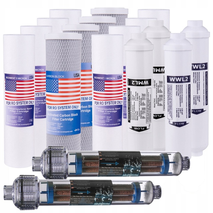 KOMPLET ZAPASOWYCH WKŁADÓW DO ODWRÓCONEJ OSMOZY RO7 NA 2 LATA 24 MIESIĄCE